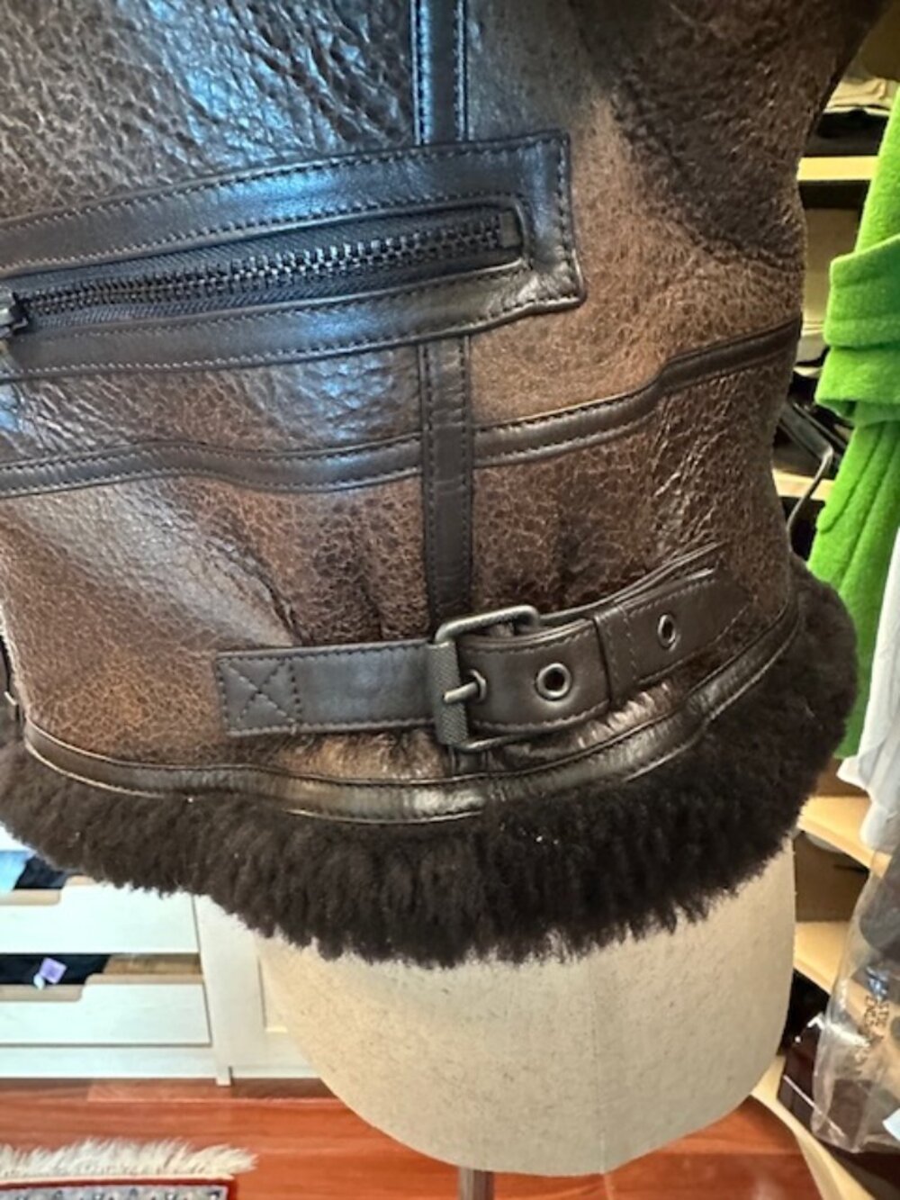 Burberry Brit Brown Leather, Shearling and Fur Size 6 Jacket - Picture 4 of 15